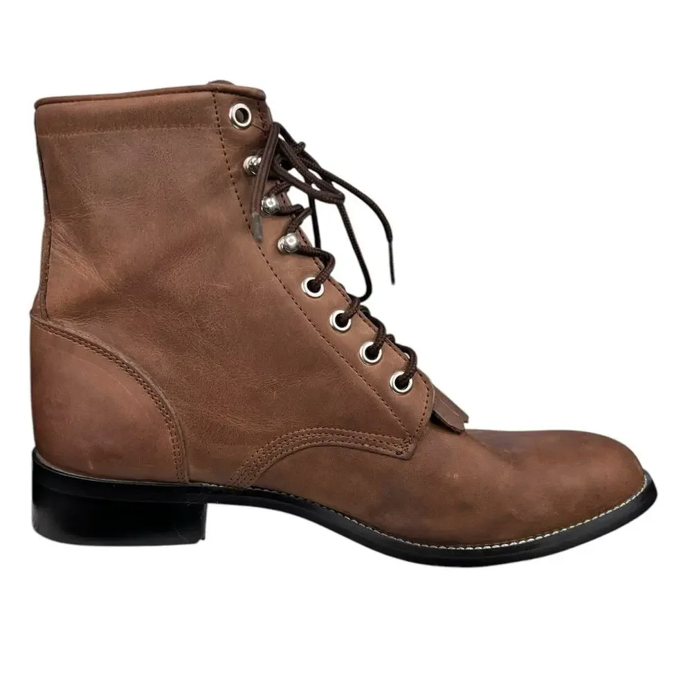 Justin Women’s Brown Leather Roper Western Boots Size US  6